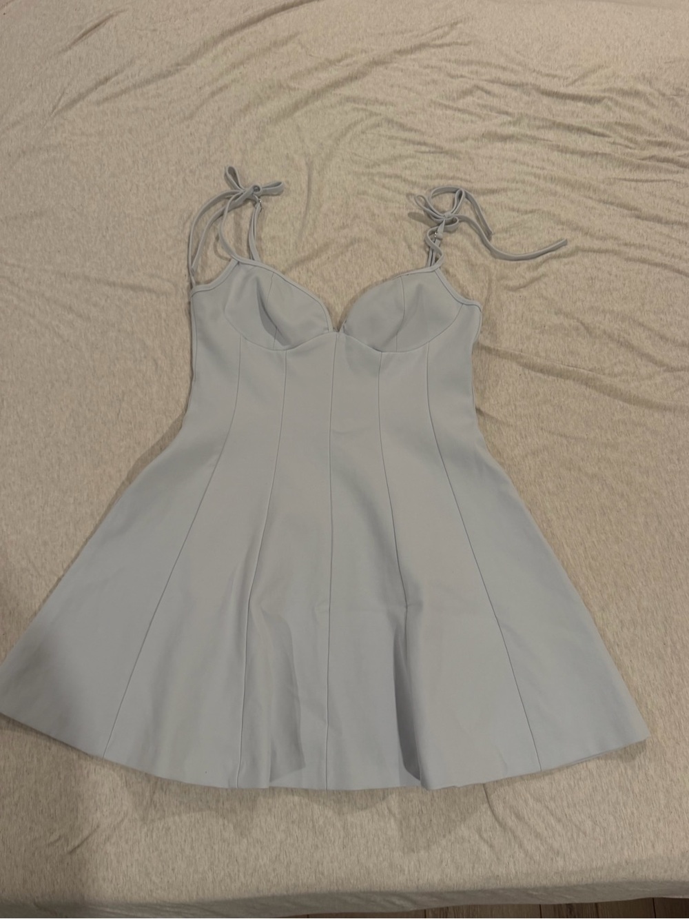 Zara Powder Blue Tie-Shoulder A-Line Mini Dress